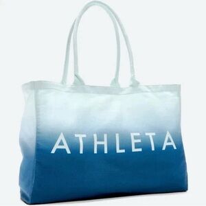 Athleta Ombre Canvas Tote Bag Blue White Gym Bag Shopping Bag 18"x13" 2024